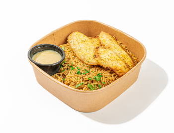 Breaded Sea Bass with Yellow Rice and Peppers