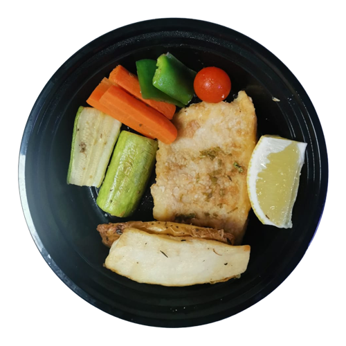 Baked white fish with parsley lemon sauce